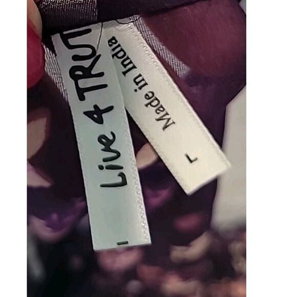 Purple Pink Floral V-Neck Wrap Blouse L Semi-Sheer Cropped Festival EUC - Picture 5 of 7